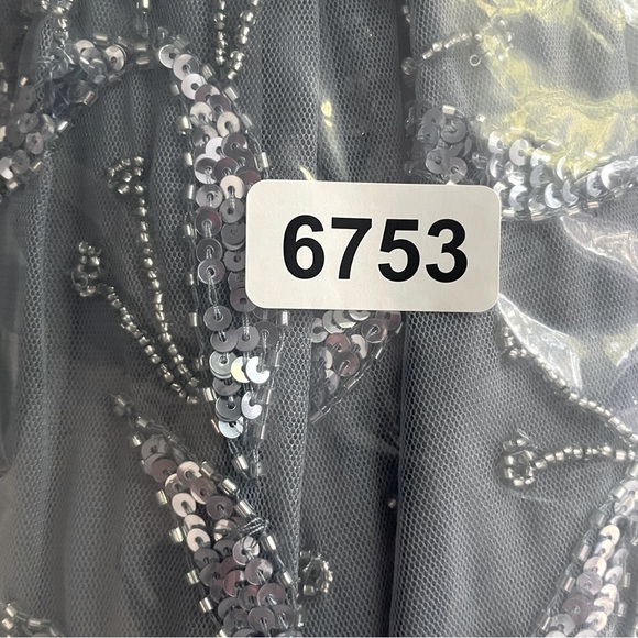 New! Aidan Mattox Blue Embellished Off-the-Shoulder Halter Gown 26753 - Picture 16 of 16